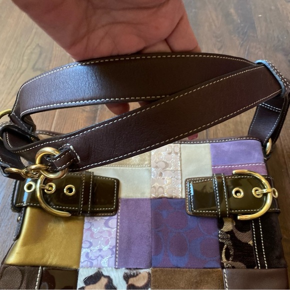 VTG Y2K Coach Eva Patchwork Purple Collectable Limited Edition 4 Way ShoulderBag - Picture 9 of 14